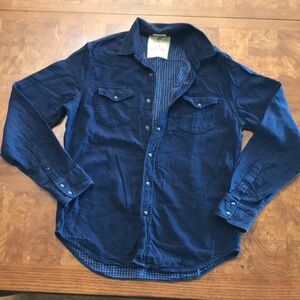 American Outfitters Vintage Fit Men's Navy Blue Snap Western Shirt Medium